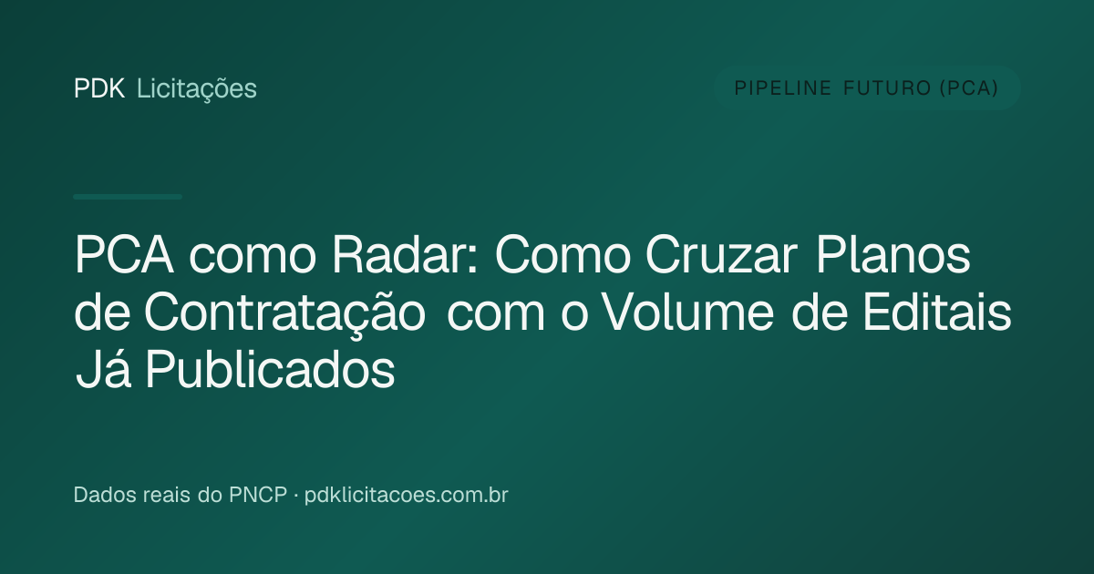 PCA como Radar: Como Cruzar Planos de Contratação com o Volume de Editais Já Publicados